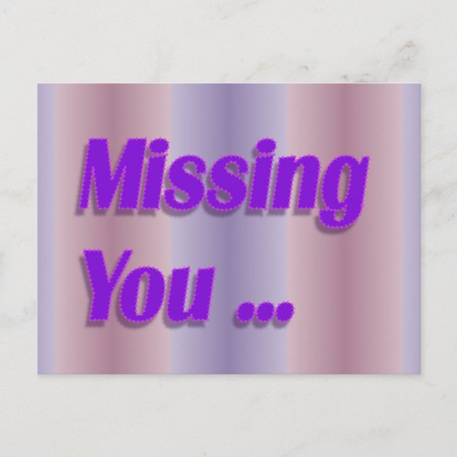 missing you purple postcard (Front)