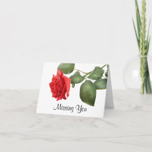 Missing You Red Rose Flower Greeting Card - Verse