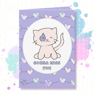Missing You Sad Cat Cartoon Funny Saying  Card