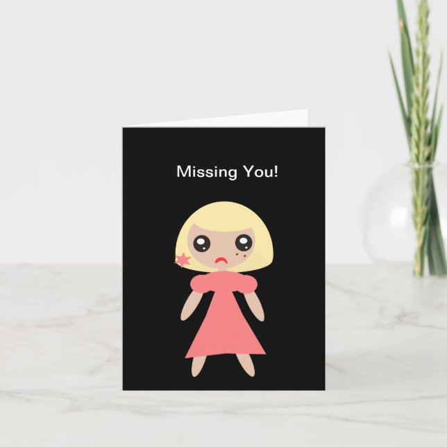 Missing You sad Girl Card (Front)