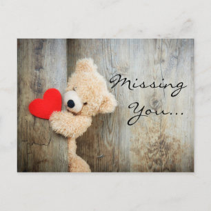 Missing you teddy bear postcard