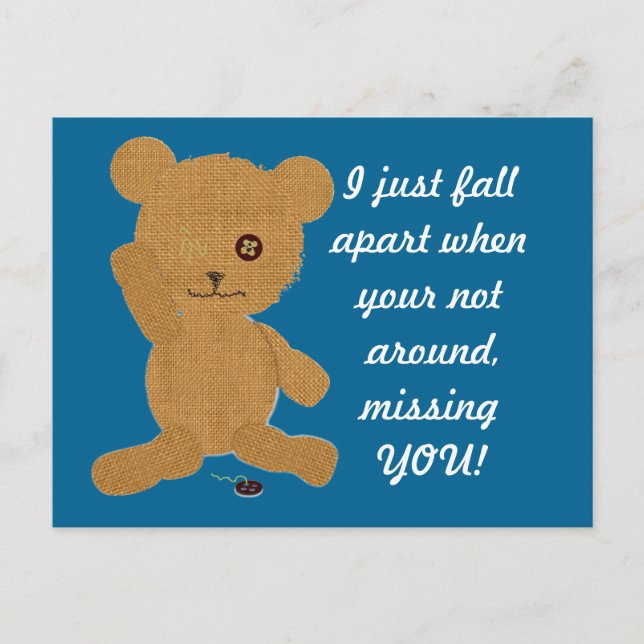 Missing You Teddy Postcard (Front)