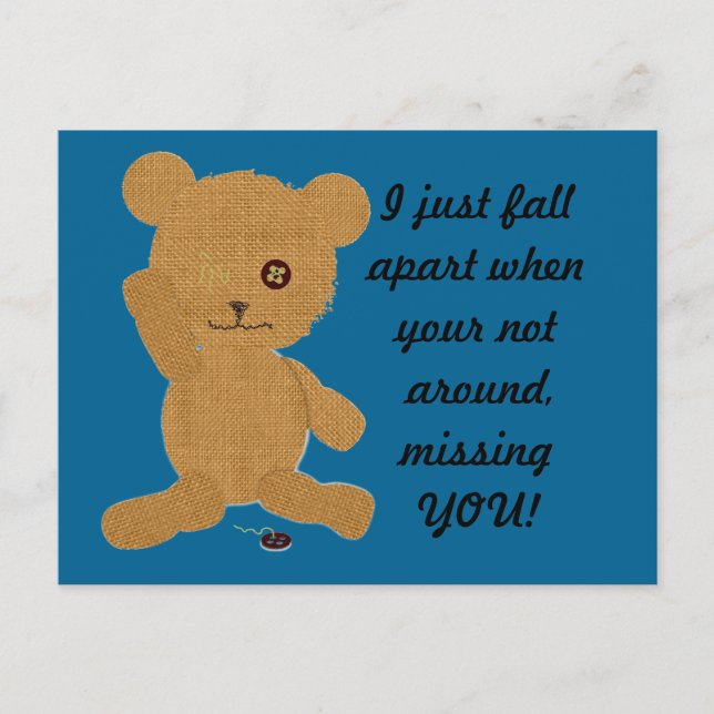 Missing You Teddy Postcard (Front)