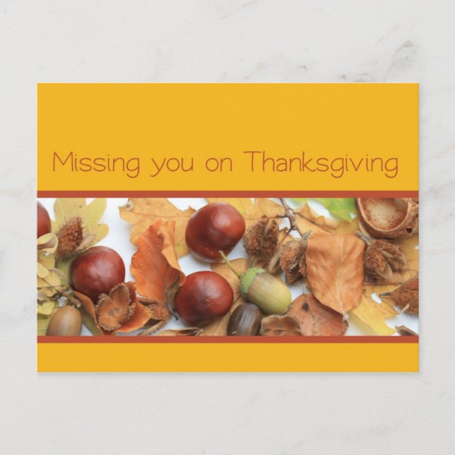 missing you  thanksgiving foliage holiday postcard (Front)
