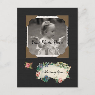Missing You Vintage Photo Scrapbook Postcard