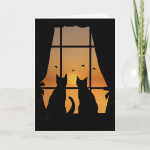 Missing You We Miss You Cats in Window Card