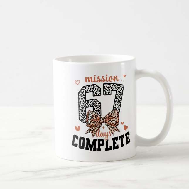 Mission 67 Days Complete Back To School Bow Leopar Coffee Mug (Right)