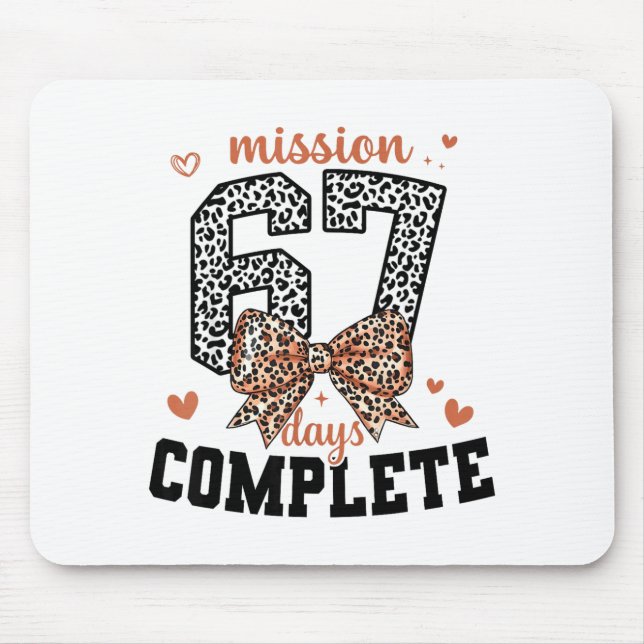 Mission 67 Days Complete Back To School Bow Leopar Mouse Mat (Front)