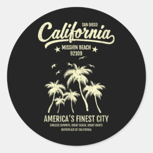 Mission Beach Ca 92109 Summer Vacation San Diego C Classic Round Sticker