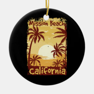Mission Beach California Ceramic Tree Decoration