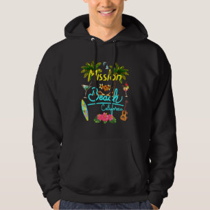 Mission Beach California Summer Palm Surf Sun Set Hoodie