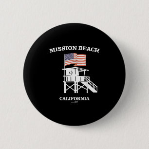 Mission Beach Shirt Retro San Diego California Bea 6 Cm Round Badge