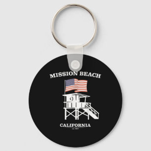 Mission Beach Shirt Retro San Diego California Bea Key Ring