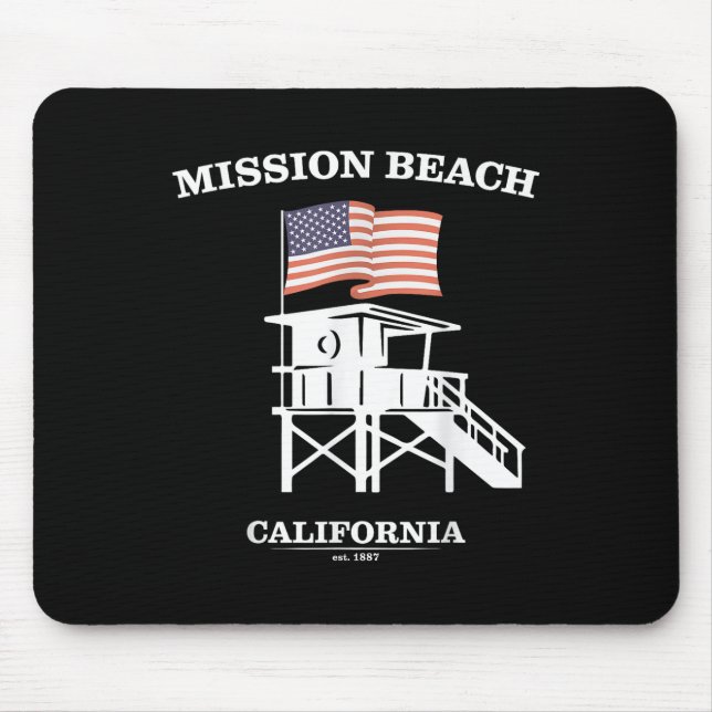 Mission Beach Shirt Retro San Diego California Bea Mouse Mat (Front)