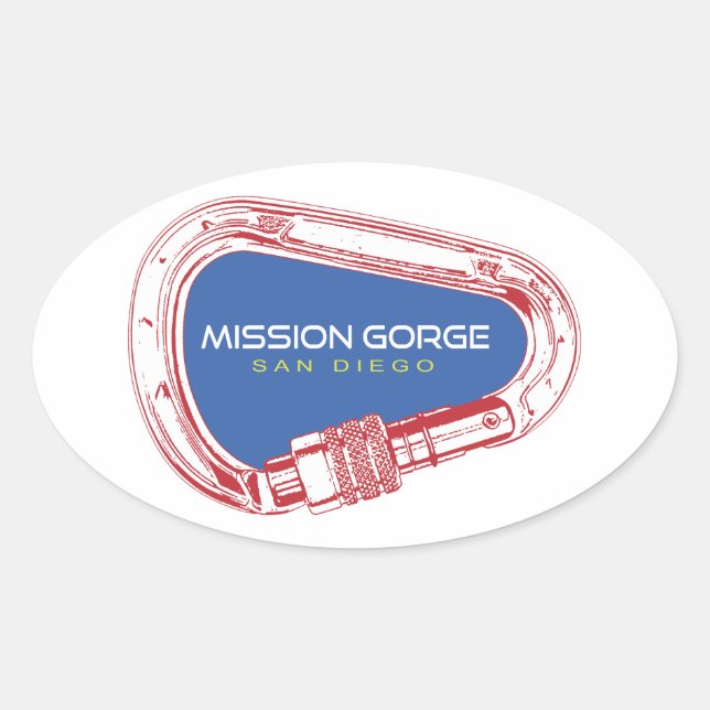 Mission Gorge San Diego Climbing Carabiner Oval Sticker (Front)