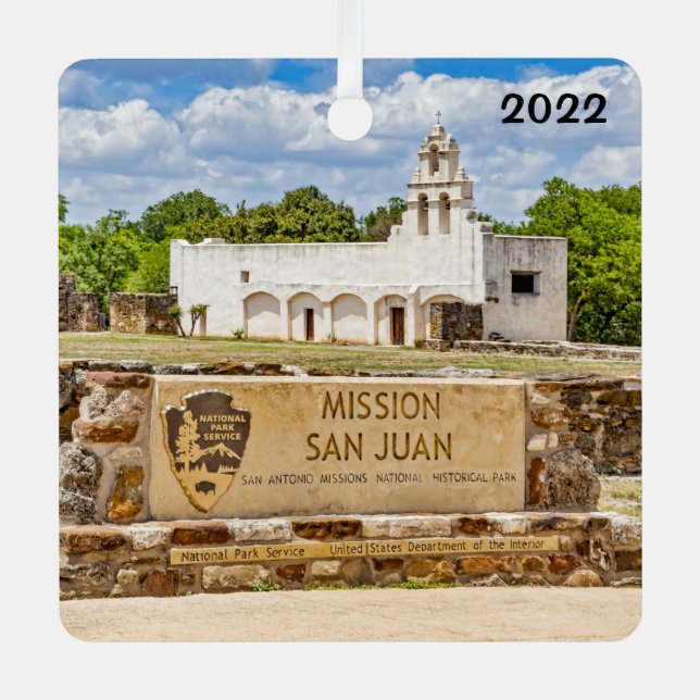 Mission San Juan, Square Metal Ornament (Front)
