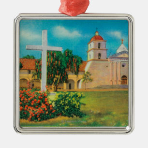Mission Santa Barbara View Metal Tree Decoration