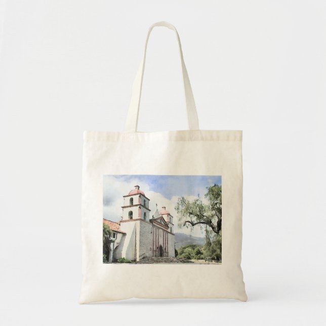 Mission Santa Barbara Watercolor Tote (Front)