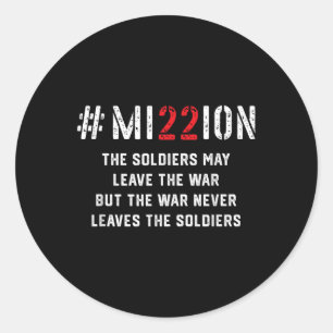 Mission Save 22 A Day Veteran Lives Suicide Awaren Classic Round Sticker