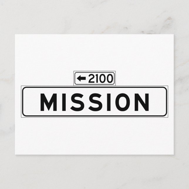 Mission St., San Francisco Street Sign Postcard (Front)