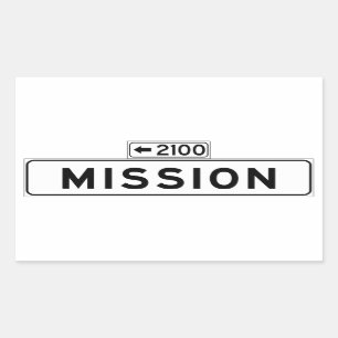 Mission St., San Francisco Street Sign Rectangular Sticker