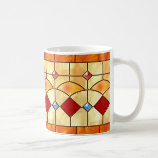 Mission style Tiffany faux stained glass mug