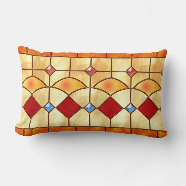 Mission style Tiffany faux stained glass pillow (Front)
