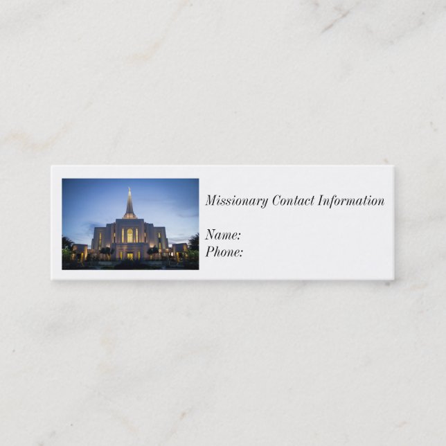 Missionary Contact Card (Front)