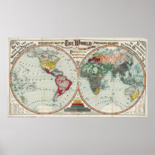  Missionary Map of the World 1902 Poster