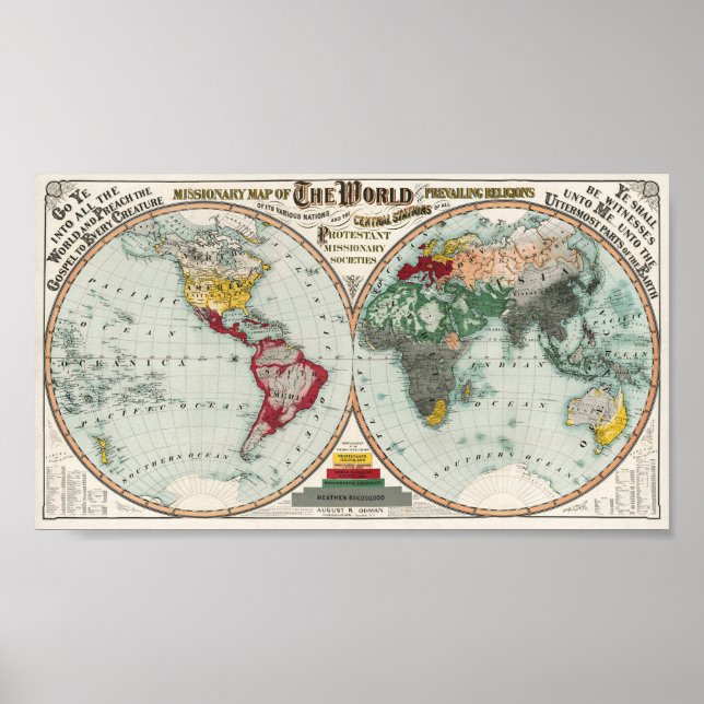 Missionary map of the world poster (Front)