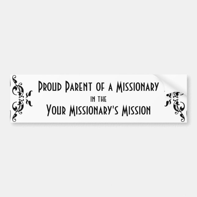 Missionary Parent Customised Bumper Sticker (Front)
