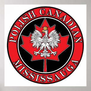 Mississauga Round Polish Canadian Leaf Poster