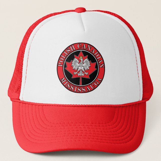 Mississauga Round Polish Canadian Leaf Trucker Hat (Front)