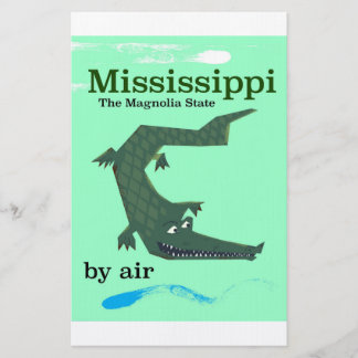 Mississippi Alligator vintage travel poster Stationery