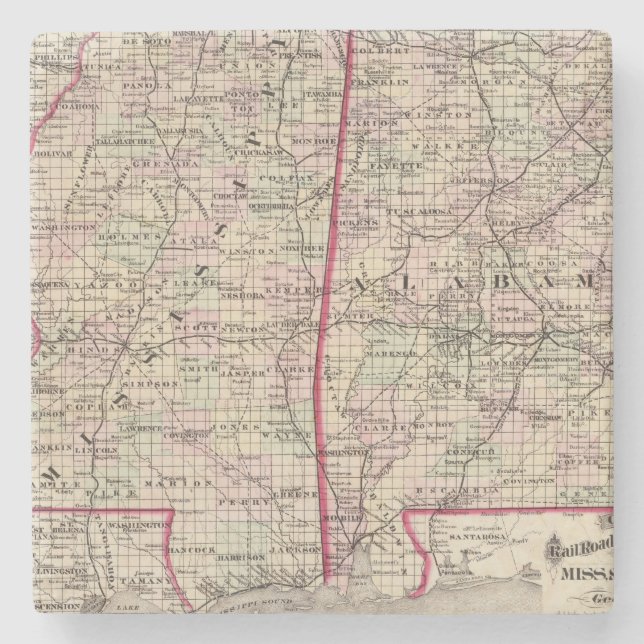 Mississippi and Alabama Stone Coaster (Front)