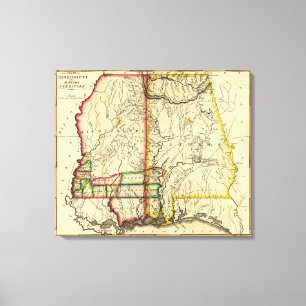 Mississippi and AlabamaPanoramic Map Canvas Print