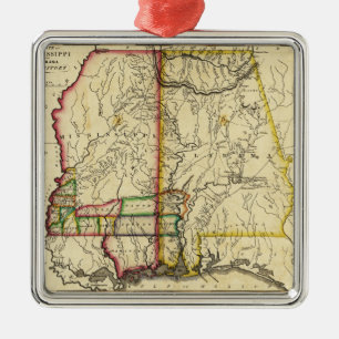 Mississippi and AlabamaPanoramic Map Metal Tree Decoration