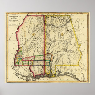 Mississippi and AlabamaPanoramic Map Poster