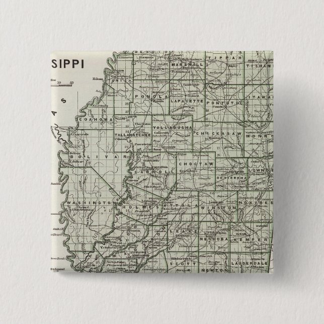 Mississippi Atlas Map 15 Cm Square Badge (Front)