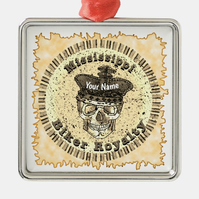 Mississippi Biker  Metal Tree Decoration (Front)