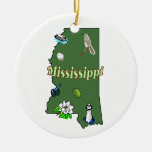 Mississippi Christmas Tree Ornament