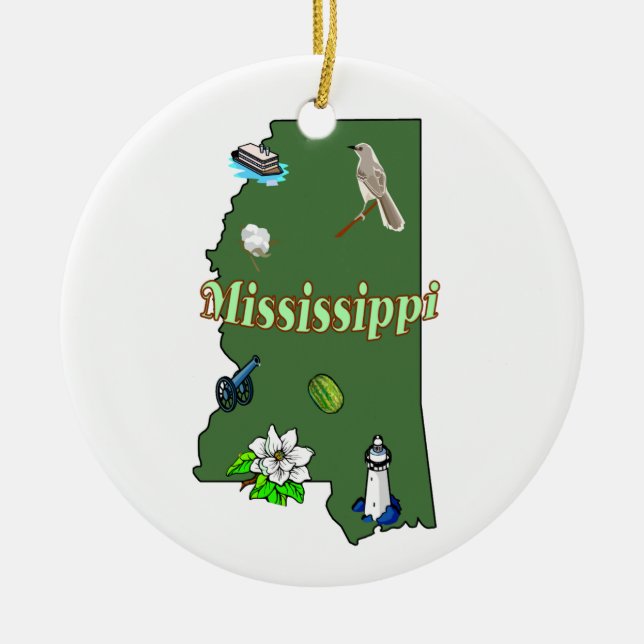 Mississippi Christmas Tree Ornament (Front)