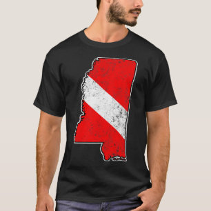 Mississippi Dive Flag Scuba Diving State Map Dive T-Shirt
