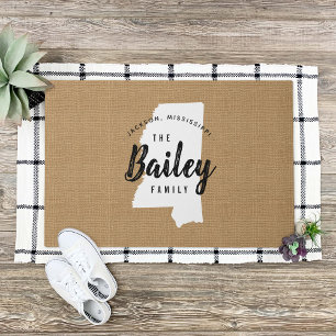 Mississippi Family Monogram State Doormat