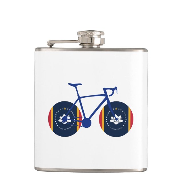Mississippi Flag Cycling Hip Flask (Front)