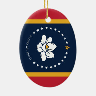 Mississippi Flag - New Magnolia Flag Ceramic Tree Decoration
