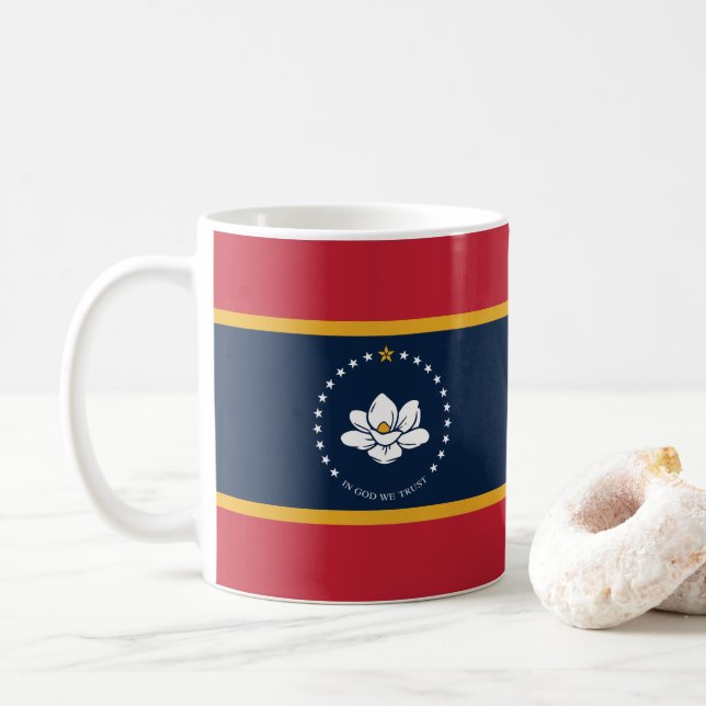 Mississippi Flag - New Magnolia Flag Coffee Mug (With Donut)