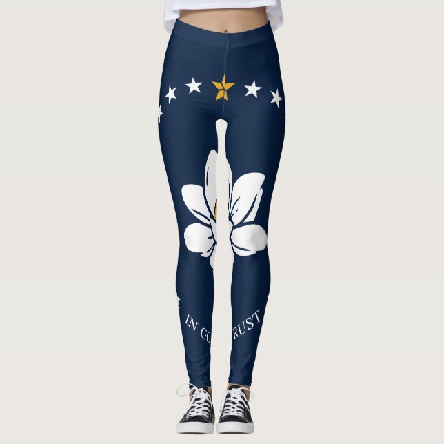 Mississippi Flag - New Magnolia Flag Leggings (Front)