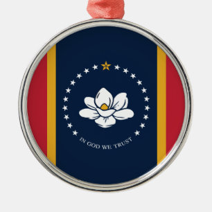 Mississippi Flag - New Magnolia Flag Metal Tree Decoration