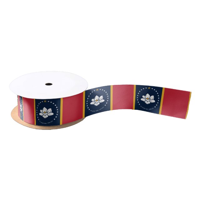 Mississippi Flag - New Magnolia Flag Satin Ribbon (Spool)